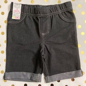 Girls Knit Denim Black Bermuda Shorts